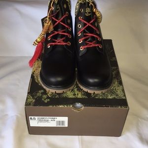 Timberland Black and Red Lace Up Boots